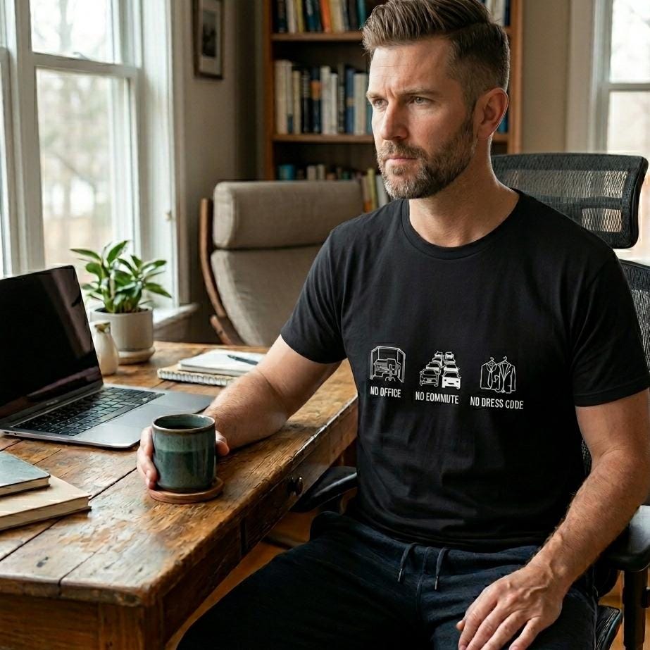 New home life Comfort branded T-Shirt, Graphic Tee, Gift for Fan and smart worker | No dress code Home Office Design -