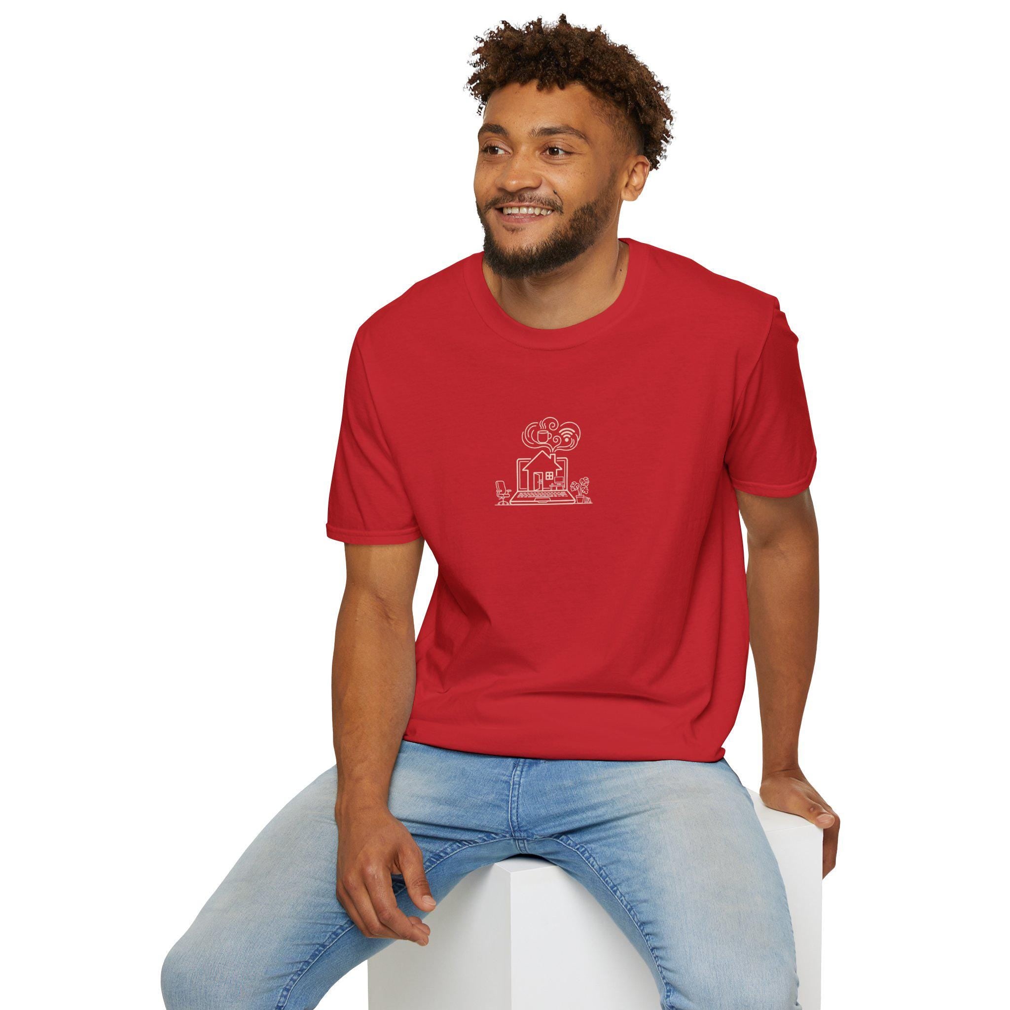Life home comfort branded T-Shirt, Graphic Tee, Gift for Fan and smart worker | Laptop Coffee Home Flowers Office Design -
