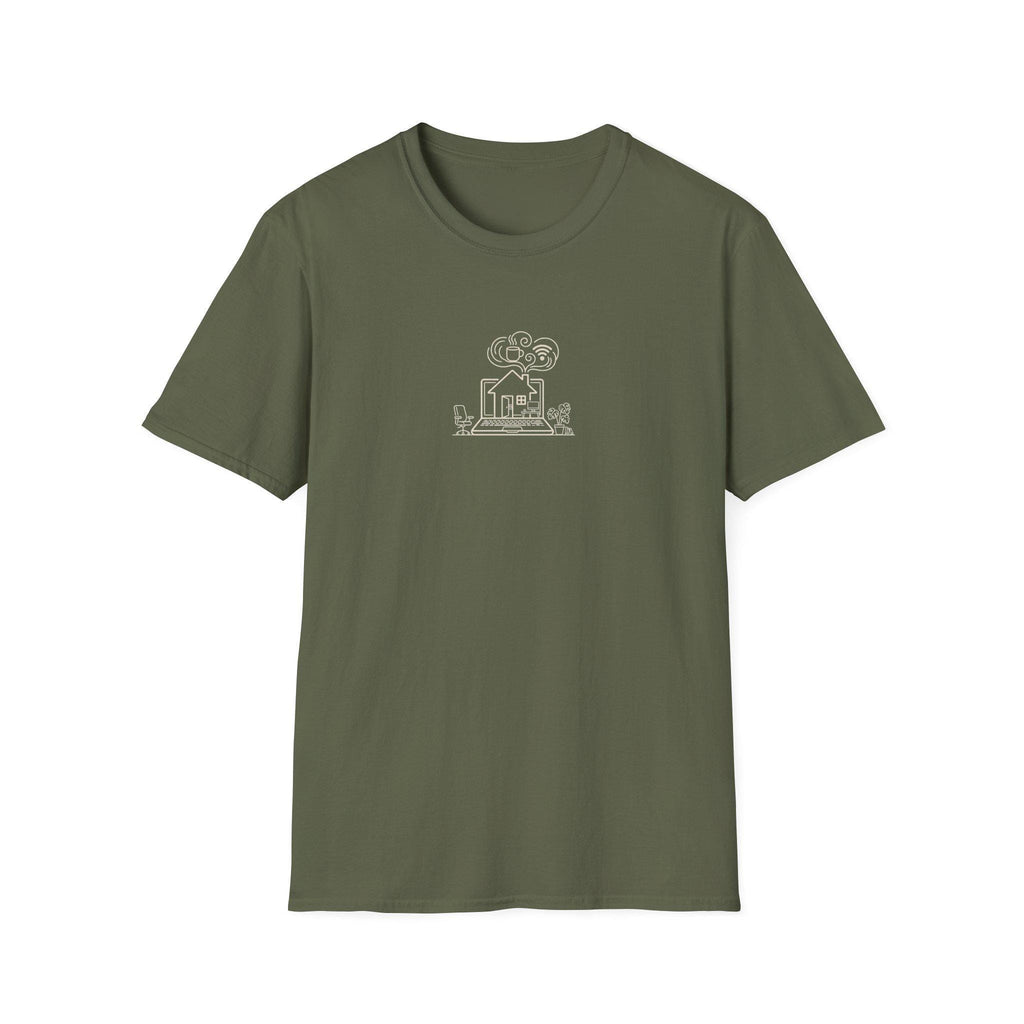 Life home comfort branded T-Shirt, Graphic Tee, Gift for Fan and smart worker | Laptop Coffee Home Flowers Office Design -