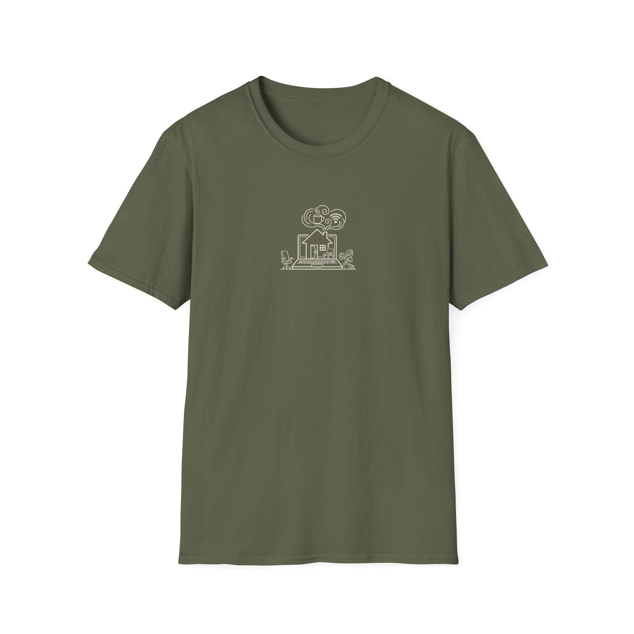 Life home comfort branded T-Shirt, Graphic Tee, Gift for Fan and smart worker | Laptop Coffee Home Flowers Office Design -