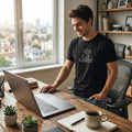 Life home comfort branded T-Shirt, Graphic Tee, Gift for Fan and smart worker | Laptop Coffee Home Flowers Office Design -