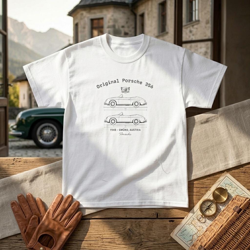 Original Porsche Shirts 356 model, Vintage Sports Car, unisex tshirt gift for cars lovers, tshirt branded
