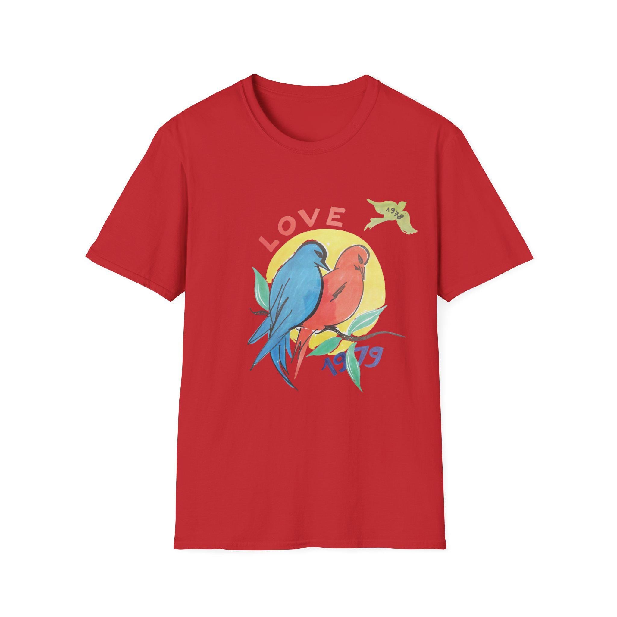 YvesLove 1978-79 designer tshirt for couples, nature aesthetic shirt, retro summer Tee, bird lover Shirt, Colorful Gift for unisex