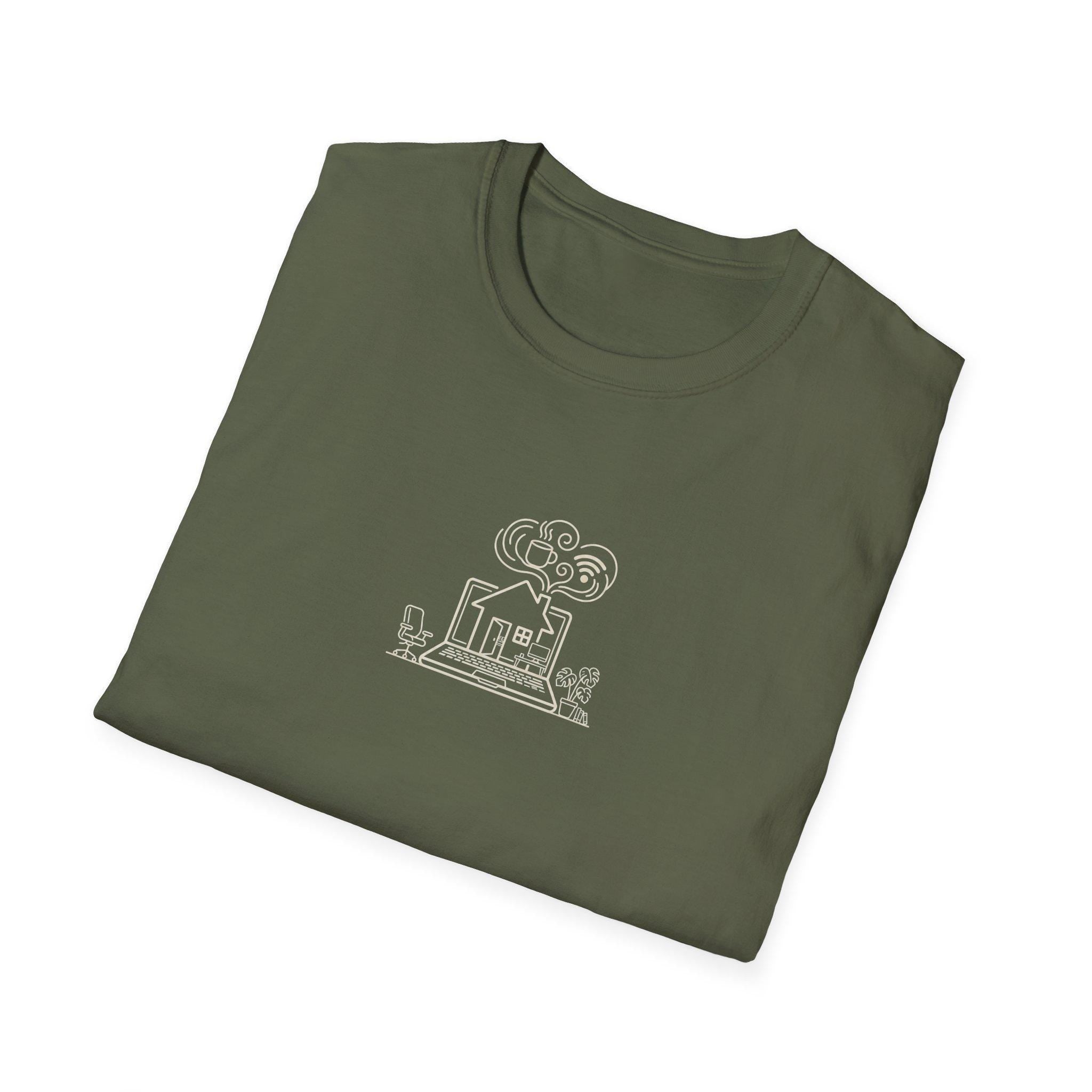 Life home comfort branded T-Shirt, Graphic Tee, Gift for Fan and smart worker | Laptop Coffee Home Flowers Office Design -