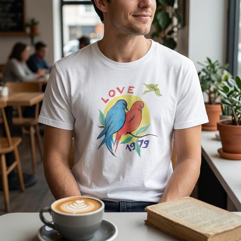 YvesLove 1978-79 designer tshirt for couples, nature aesthetic shirt, retro summer Tee, bird lover Shirt, Colorful Gift for unisex